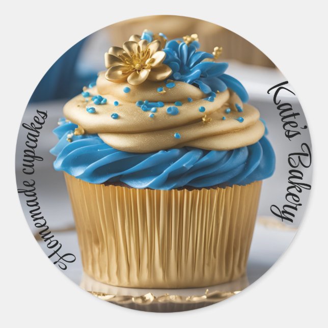 Adesivo Cupcakes brancos, Blue Round Stick (Frente)