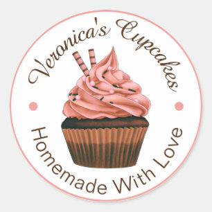 Adesivo Cupcakes Casados Com Salmão De Amor E Castanho
