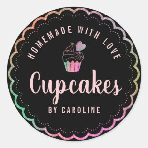 Adesivo cupcakes caseiros coloridos de anel caseiro, feito