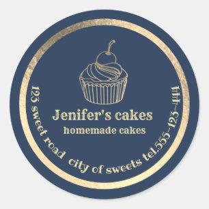 Adesivo Cupcakes caseiros Dourados e embalagens classific