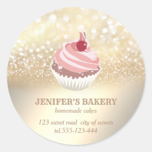 Adesivo cupcakes caseiros e doces, dourados,