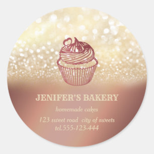 Adesivo cupcakes caseiros e doces, dourados,