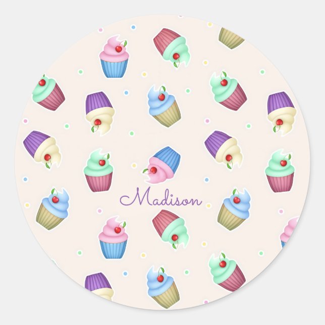 Adesivo Cupcakes Coloridos Fofos (Frente)