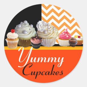 ADESIVO CUPCAKES DE ANIVERSÁRIO/CHEVRON BRANGE