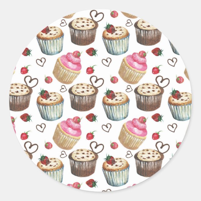 Adesivo Cupcakes de aquarela (Frente)