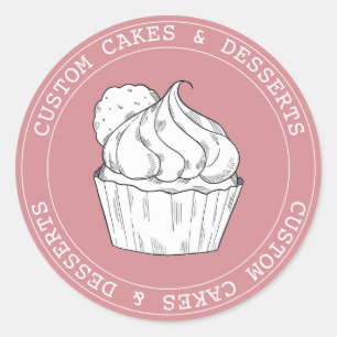 Adesivo Cupcakes de blush modernos personalizados para peq