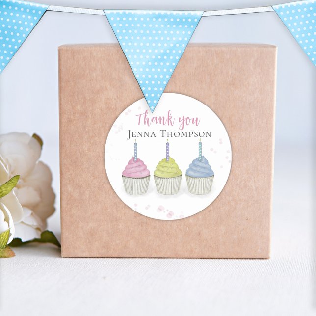 Adesivo Cupcakes De Cores Aquáticas Cuxas Muito Obrigado (Criador carregado)