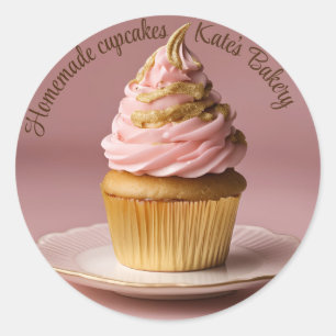 Adesivo Cupcakes de fabrico doméstico Dourado Vinheta redo