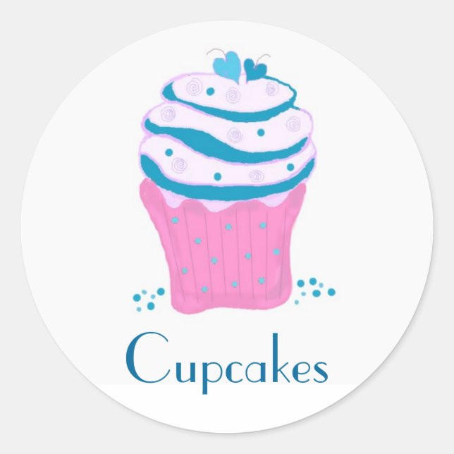 Adesivo Cupcakes de Redemoinho Rosa e Azul (Frente)