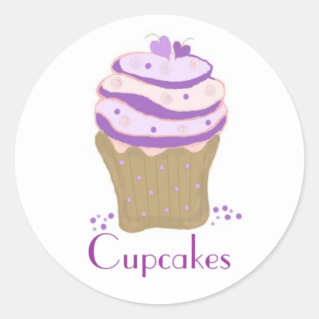 Adesivo Cupcakes de Redemoinho Rosa e Roxo (Frente)