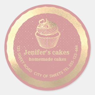 Adesivo cupcakes Dourados caseiros e embalagens