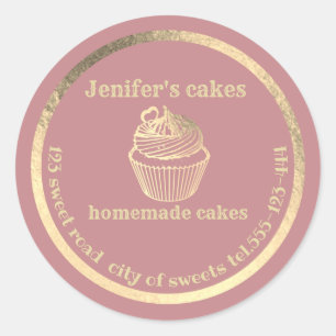Adesivo cupcakes Dourados caseiros e embalagens