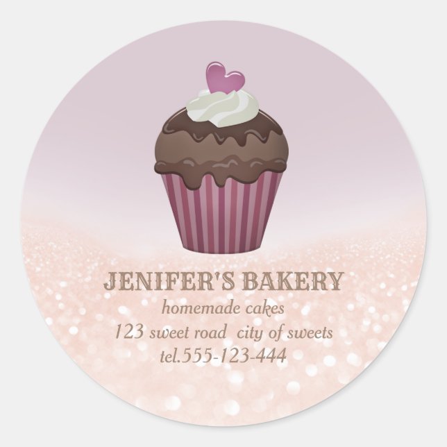 Adesivo Cupcakes e doces caseiros com gliteria em alta vel (Frente)