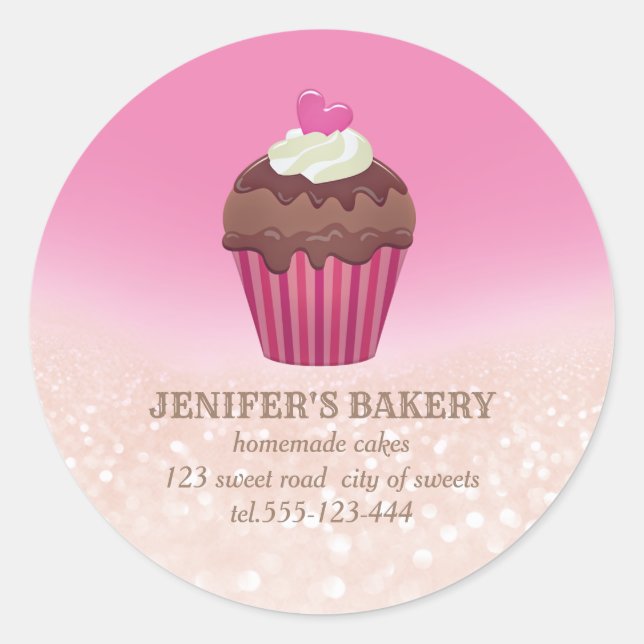 Adesivo Cupcakes e doces caseiros com gliteria em alta vel (Frente)