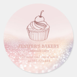 Adesivo Cupcakes e doces caseiros de Rosa dourado