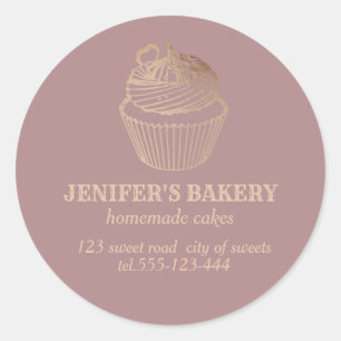 Adesivo cupcakes e doces caseiros de rosa gold