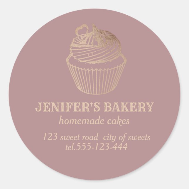 Adesivo cupcakes e doces caseiros de rosa gold (Frente)