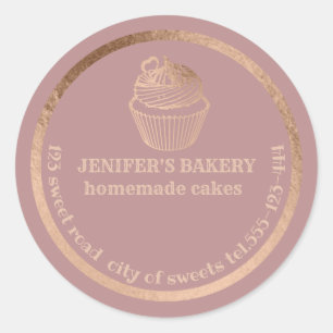 Adesivo Cupcakes e embalagens de rosa dourado