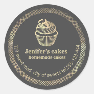 Adesivo Cupcakes e embalagens Douradas caseiras
