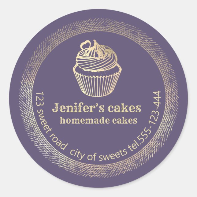 Adesivo cupcakes e embalagens Douradas caseiras (Frente)