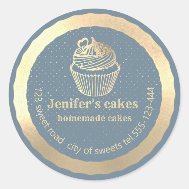 Adesivo cupcakes e embalagens Douradas caseiras (Frente)