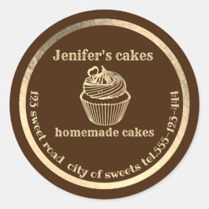 Adesivo cupcakes e embalagens Douradas caseiras
