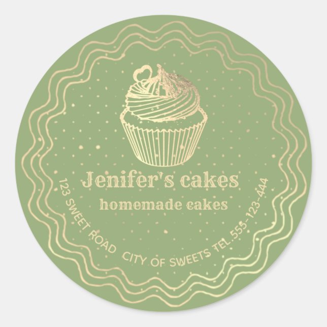 Adesivo cupcakes e embalagens Douradas caseiras (Frente)