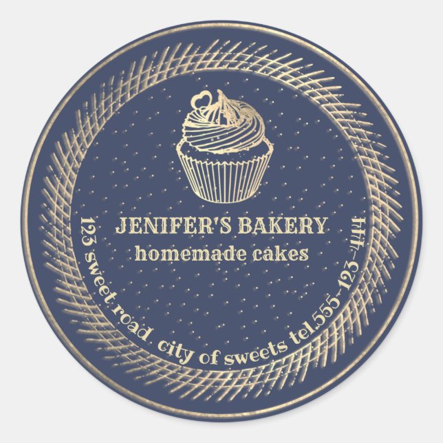 Adesivo cupcakes e embalagens Douradas caseiras (Frente)