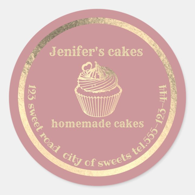 Adesivo cupcakes e embalagens Douradas caseiras (Frente)