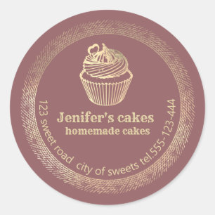 Adesivo Cupcakes e embalagens Douradas caseiras