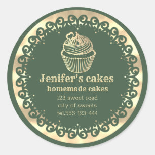 Adesivo cupcakes e embalagens Douradas caseiras