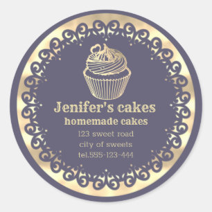 Adesivo Cupcakes e embalagens Douradas caseiras