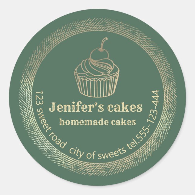 Adesivo cupcakes e embalagens Douradas caseiras (Frente)