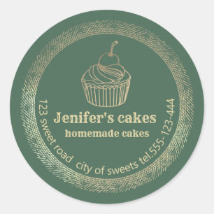 Adesivo Cupcakes e embalagens Douradas caseiras