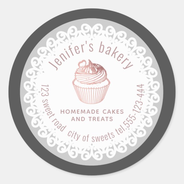 Adesivo Cupcakes e guloseimas de rosa de ouro (Frente)