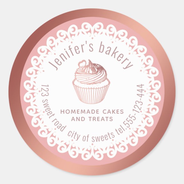 Adesivo Cupcakes e guloseimas de rosa de ouro (Frente)