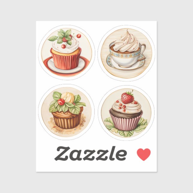Adesivo Cupcakes e xícaras 11 (Folha)