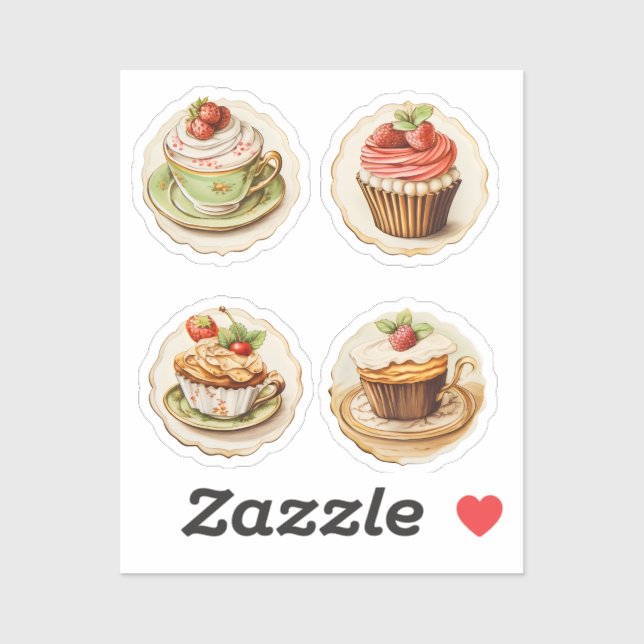 Adesivo Cupcakes e xícaras 2 (Folha)