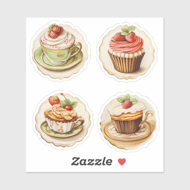 Adesivo Cupcakes e xícaras 3 (Folha)