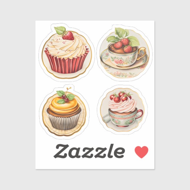 Adesivo Cupcakes e xícaras 6 (Folha)