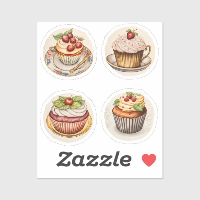 Adesivo Cupcakes e xícaras 8 (Folha)