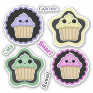 Adesivo Cupcakes Kawaii Mistos e Combinados