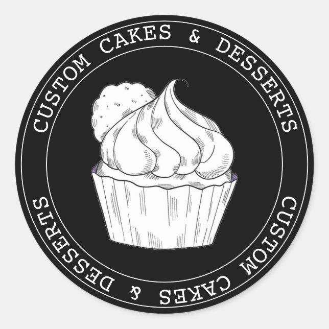 Adesivo Cupcakes negros modernos personalizados para peque (Frente)