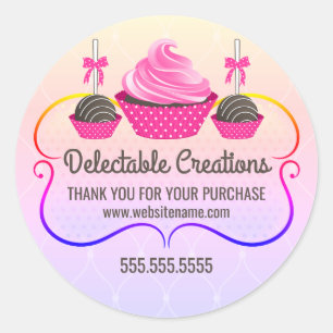 Adesivo Cupcakes Pop De Bolo Rainbow Dessert Caixas De Pap