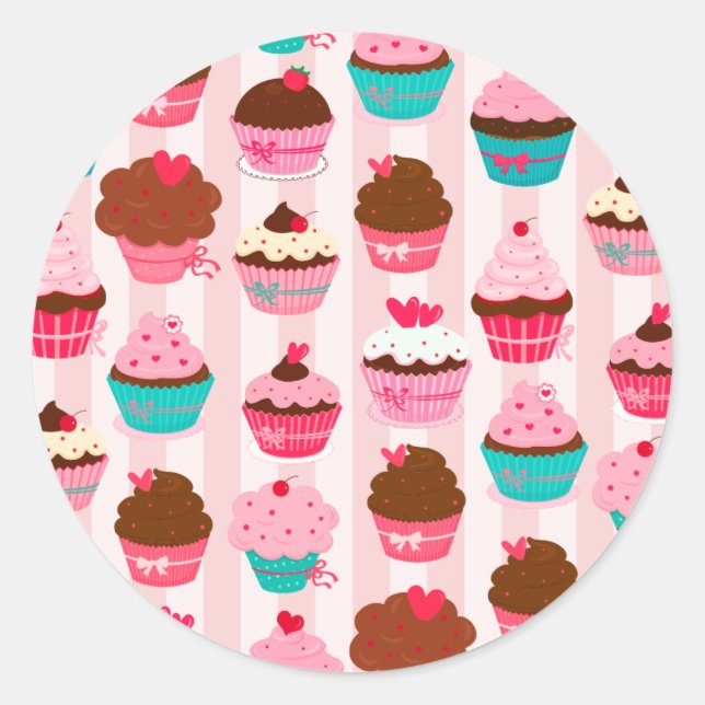Adesivo Cupcakes Rosa Modernos Girly (Frente)