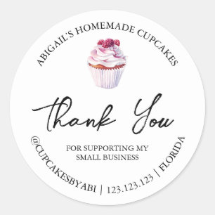 Adesivo Cupcakes Simples - Homemade Obrigado Rótulo