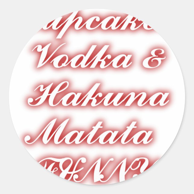 Adesivo Cupcakes vermelhos Vodka Hakuna Matata FUNNY. (Frente)