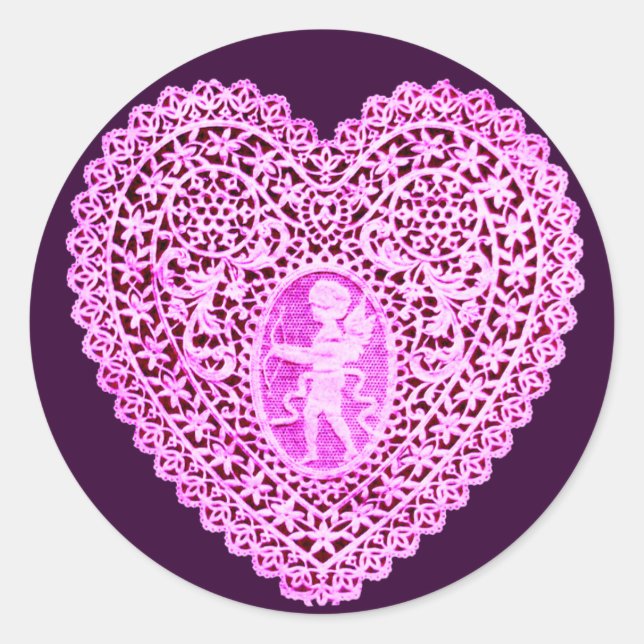 Adesivo CUPID LACE HEART,roxo rosa (Frente)