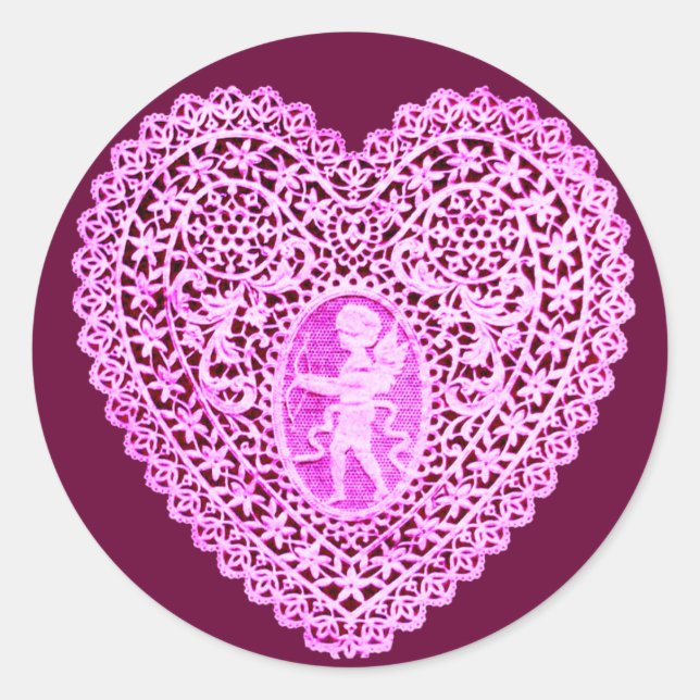 Adesivo CUPID LACE HEART,roxo rosa (Frente)