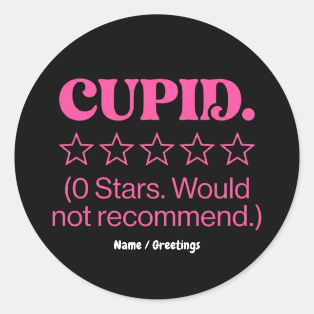 Adesivo Cupid Review 0 Stars Would Not Recommend Funny  (Frente)